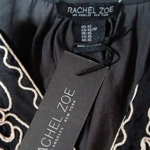 Rachel Zoe Black Top with Cream Floral Design - Picture 5 of 8